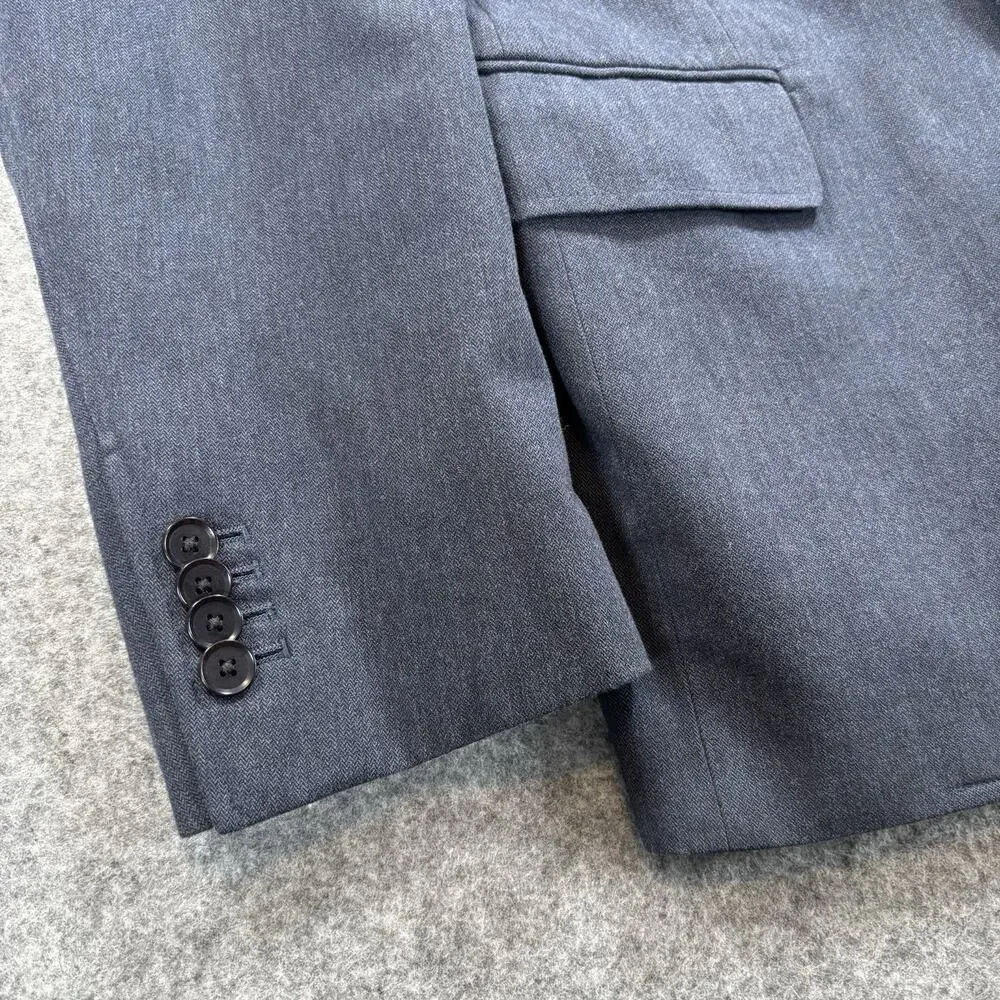 Banana Republic Mens 38R Tailored Fit Navy Blue Herringbone Cotton Blazer Jacket